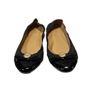 Michael Kors Dixie Black Leather Ballet Flats